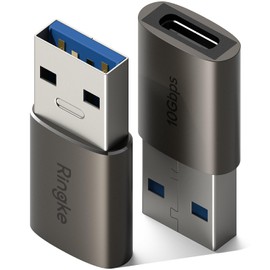Ringke USB 3 C to A OTG Adapter (2 Unidades) Adaptador USB C a USB 3.0 Tipo A Compatible con Computadoras Portátiles, Cargadores y más Dispositivos con Puertos USB Estándar - Gun Metal