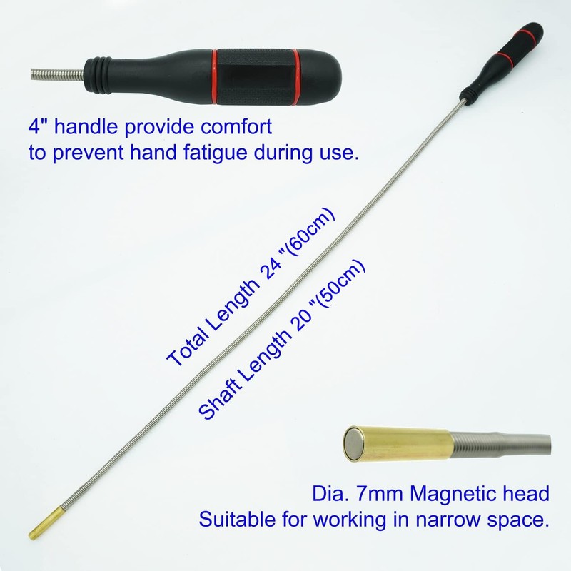 24‘’Magnetic Pickup Tool, Flexible Long Handy Reaching Assist Tool, Bend-It