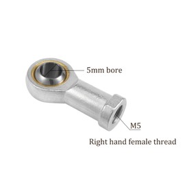 Kozelo 4pcs SI5T/K Rod End Joint Bearing - [5mm Bore x Female Right Thread] Fish Rod End, Zinc- Plated Carbon Steel