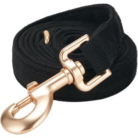 Petiry Soft Dog Lead Medium with Gold Metal Clasp for Medium Large Dogs,2.0cm x 150cm,Black M