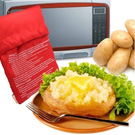 Microwave Potato Bag, 2 Pack Reusable Microwave Cooker Bag Baking Pouch Potato Bag, Red