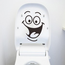Pack of 2 Toilet Stickers, Toilet Lid Sticker with Smiley Face, PVC Waterproof Sticker Toilet Funny Cartoon, Toilet Removable DIY Sticker, for Bathroom, Kitchen, Wall Sticker, etc
