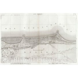 Historic Map : Egypt, 1826 33 Lac Sirbon, Vintage Wall Art : 24in x 16in