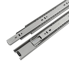 Hickory Hardware Heavy Duty Steel Drawer Slide – 1 Pair Self Close Side Mount Ball Bearing with Cadmium Finishing - Full Extension Close Metal Drawer Slides - 3-Section 100 LB Capacity - 1 Pack