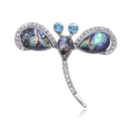 Alilang Clear Rhinestone Abalone Colored Enamel Firefly Dragonfly Statement Ring