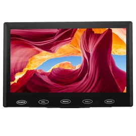 7 inch HD Security Monitor - Small Monitor 1024x600 IPS Screen with AV, VGA, HDMI Input - Remote Control - for PC/TV/Camera/Raspberry PI - 178° Viewing Angle - Speaker & Earphone Jack