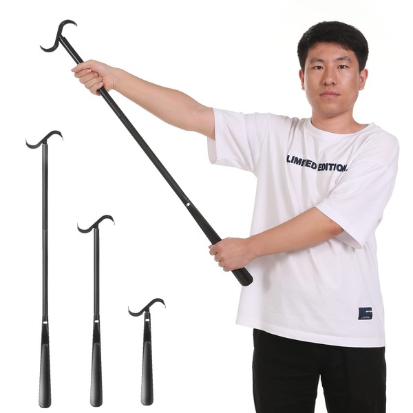 FANWER Shoulder Wand - Rotator Cuff Exercise Equipment for Physical Therapy and Rehabilitation - Portable Shoulder Stretcher Stick with Hook, 33.5", Sturdy and Black - Exercise Wand for Shoulders.