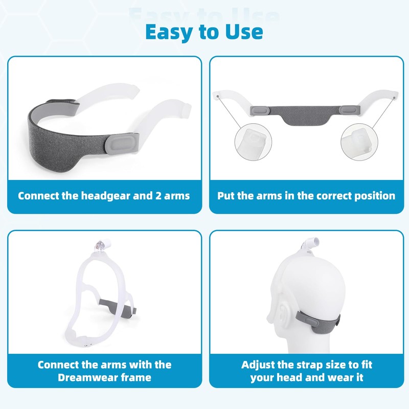 Anzorhal 2 Packs Replacement Headgear Strap with Arms for DreamWear