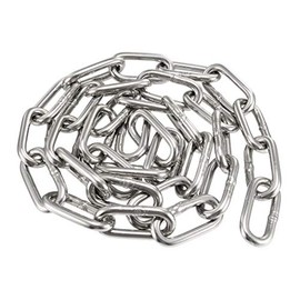 sourcing map Stainless Steel 304 Hardened Proof Coil Chain 1m Length 5mm Thickness Zinc Plated