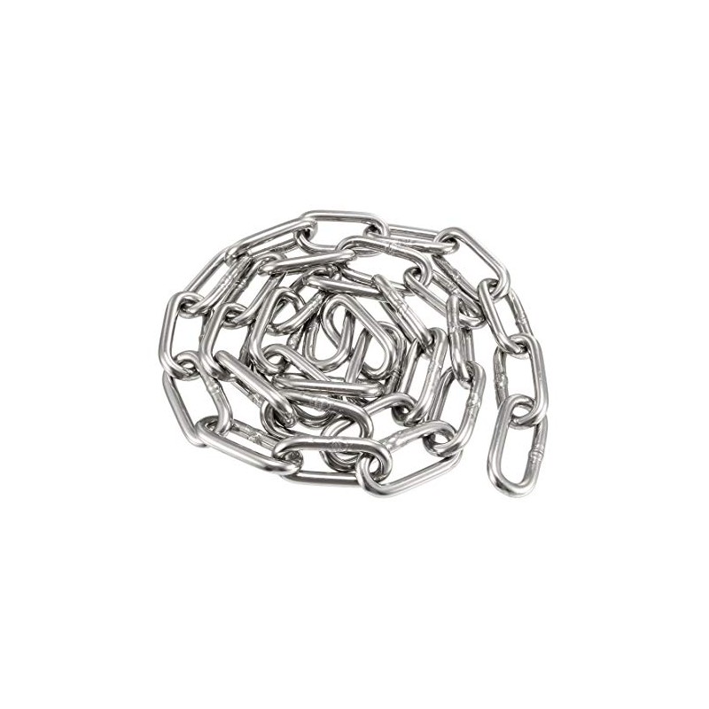 sourcing map Stainless Steel 304 Hardened Proof Coil Chain 1m