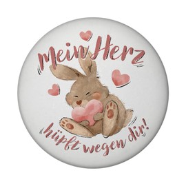 Rabbit Magnet Round with Saying "Mein Herz hüpft wegen dir Liebevoller Liebesbote Rabbit" – Ideal Valentine's Gift with Romance