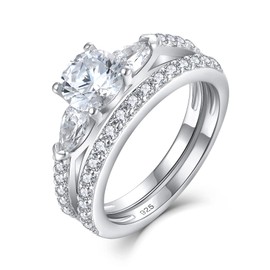 Starnny Bridal Set for Women 925 Sterling Silver Ring Set Wedding Band Engagement Rings with 3A Cubic Zirconia White Gold Plated Jewelry Gift for Women,T½