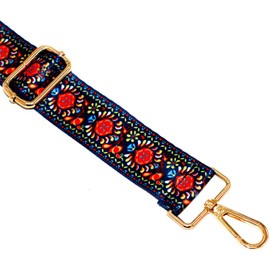Model Worker Canvas Purse Strap 1.5" Wide Adjustable Canvas Crossbody Strap Guitar Strap with Gold Metal Buckle, Style9, 1.5"