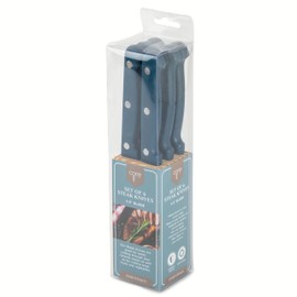 Core Kitchen Set of 6 Colorful Kitchen Steak Knives - 4.5" Blade - Sapphire