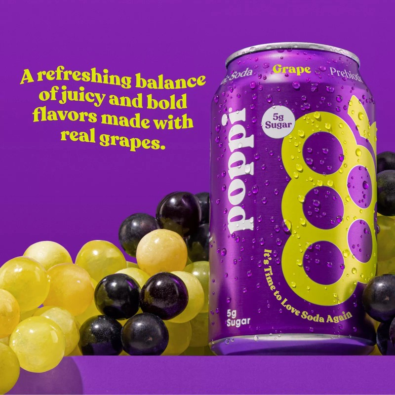 poppi Grape Soda Alternative 12 Pack with Apple Cider Vinegar