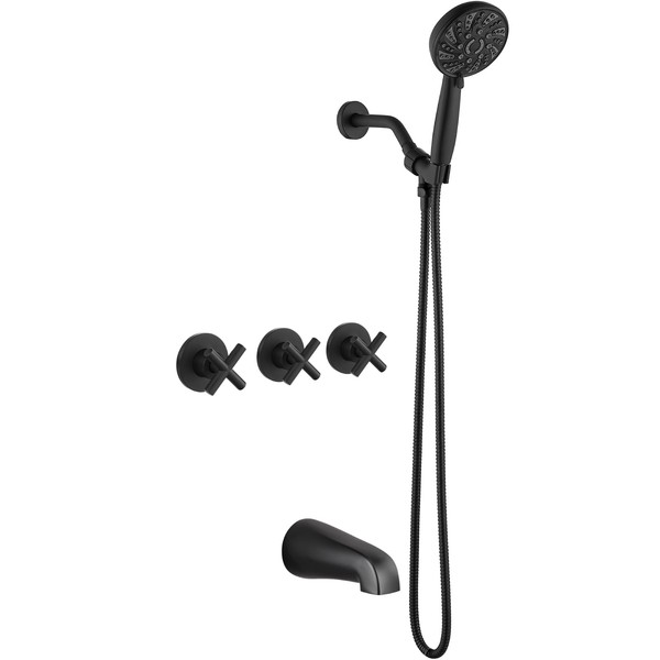 gotonovo 3 Handle Tub Shower Faucet Set,Shower System with Tub