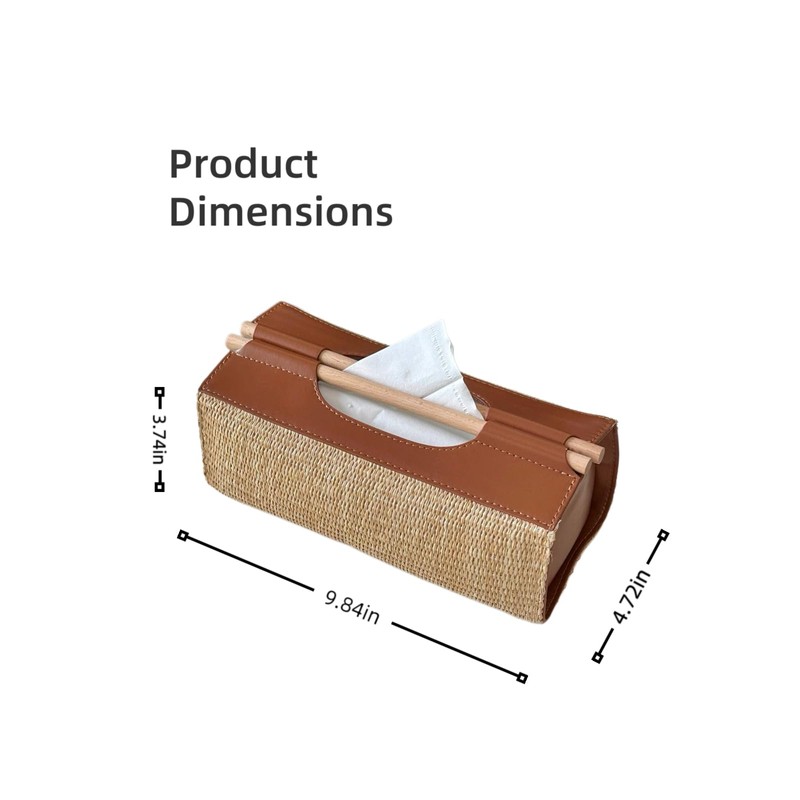 Rattan Tissue Box Cover,Wicker Tissue Box Holder,Rectangle Guest Bathroom
