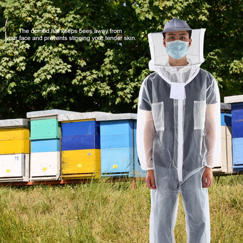 Anti Bee Biting Transparent One Piece Nylon Mesh Beekeeping Suit