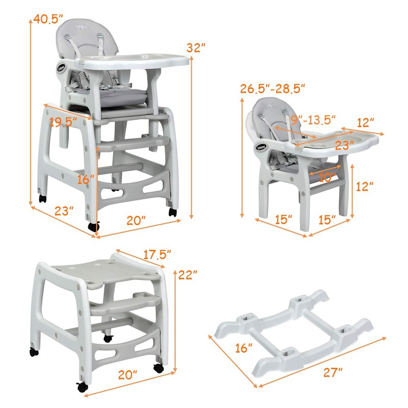 INFANS 3 in 1 Baby High Chair, Convertible Toddler Table