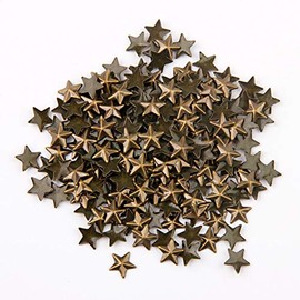Beadsland Hotfix Iron On, Flat Back Stars Studs - 1/4" Flatback Glue on Studs 300pcs (Bronze, 12x12mm)