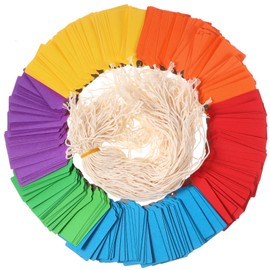 Outus 240 Pcs Rainbow Tags with String Paper Price Luggage Gift Shipping Hanging Tags for DIY Crafts Holiday Party Favors(2.76 x 1.38 in,Rainbow Color)