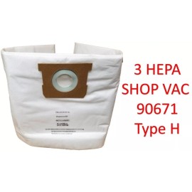 CASA VACUUMS Shop Vac HEPA Bags-3PK-Fits Tank Sizes 5-8 GALLON High Efficiency