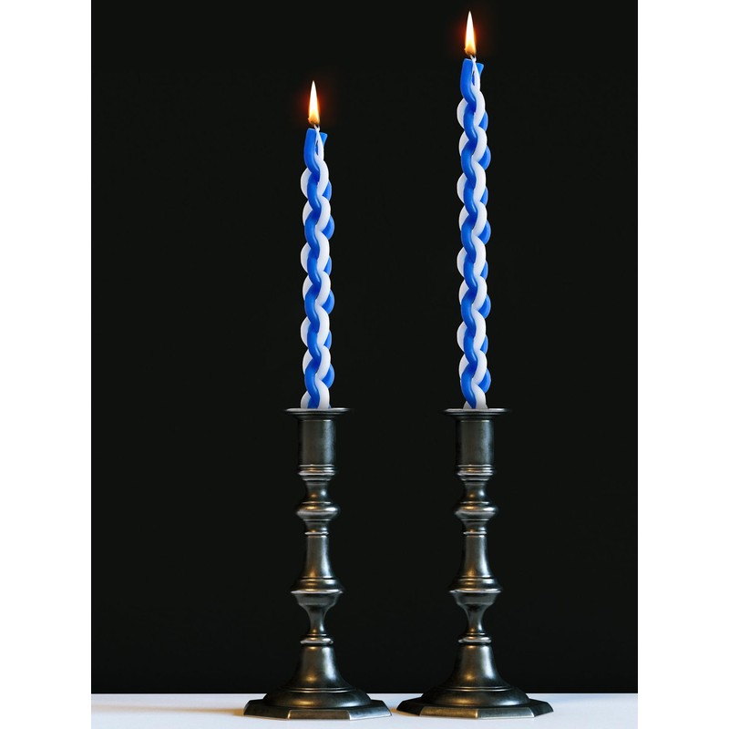 Conelist 24 Pack Havdalah Candle, Braided Blue and White, 11