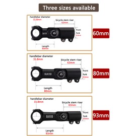 CYSKY Adjustable Stem 31.8 60 mm/80 mm/93 mm 0-90 Degree Adjustable MTB Stem Handlebar Stem Adjustable Bicycle Handlebar Stem for Mountain Bike Road Bike BMX City Biking (Black, 80 mm)
