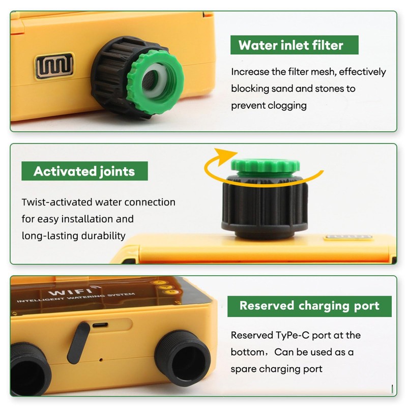 Smart WiFi Solar Irrigation Controller with Rain Sensor, Automatic Garden