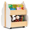 Kids White Gray Wooden Bookshelf With Universal Wheels For ChildrenColor: