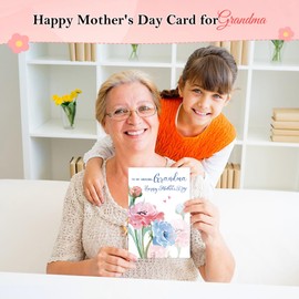 FLYAB Grandma Mothers Day Card - 5.5"x8" Watercolor Floral Design with Envelope Mother's Day Gifts for Women Nana Grandmother Flowers Card for Special Moms
