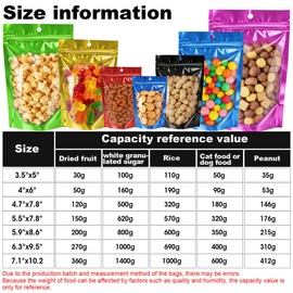 100pcs 4"x6" Mylar Bags for Food Storage,Smell Proof Bag with Window Resealable，Stand-up Foil Pouch Packaging Freeze Dried Candy Bag Food Storage Bags for Small Business (Black)