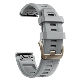 PCAVO 20MM Watch Band for Garmin fenix 5s 6s 7s pro solar Quick fit with light gold buckle soft silicone 20 bands Replacement for garmin epix pro gen 2 42mm Descent Mk2s/3/3i for women Powder Gray