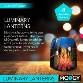 MODGY Luminary Lanterns Candle Holder Decorative Indoor Outdoor Decor, Plastic Candle Lamps for Wedding Table Centerpiece Porch 4-Pack, with Flameless Floating LED Candles Toasty