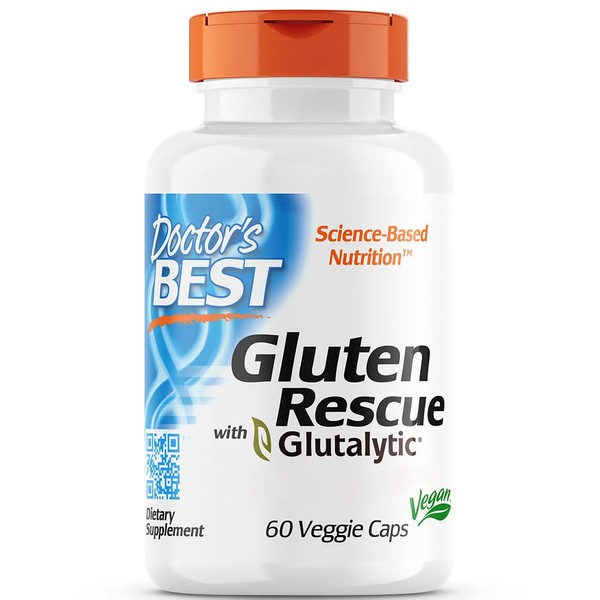 Doctor's Best, Gluten Rescue with Glutalytic, Enzyme Complex, 60 Vegan Capsules, Laboratory Tested, Gluten Free, Soy Free, Vegetarian, GMO Free, Digestive Enzymes