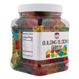 American Best Food 3D Building Block Gummy Candy in Jar, 1.5 Pound