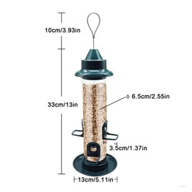 HEEPDD Comedero para Pájaros Al Aire Libre, Suspensión de Metal Comedero para Pájaros Colgante Soporte para Compartimento de Alimentos Transparente Herramienta de Alimentación Tubo