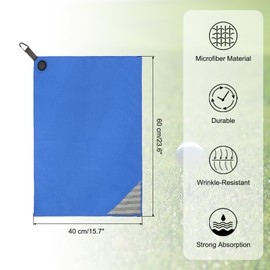 PATIKIL 24"x16" Magnetic Golf Towel with Wire Cleaning Cloth, Microfiber Waffle Pattern Towels with Magnet and Clip for Golf Carts Clubs Golfing Gear, Blue