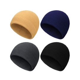 SATINIOR 4 Gorras de Reloj Cálida de Invierno de Lana Polar Gorra Gruesa Resistente al Viento para Exteriores (Negro, Caqui, Azul Marino, Gris, XL)