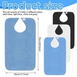 WIYETY Lätzchen für Erwachsene, Senioren: 4 Stück Mehrweg Frottee Lätzchen, Waschbar Erwachsenen Lätzchen, für Männer Frauen Ältere Menschen und Behinderte - Dunkelblau + Hellblau + Weiß + Grau