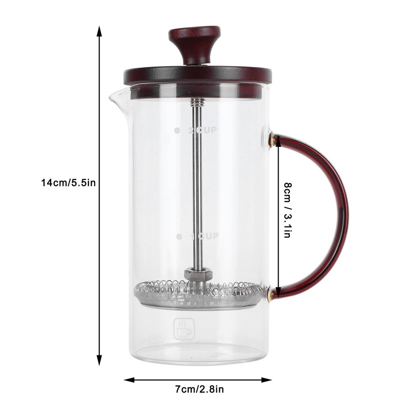 Coffee Press Pot 400ml High Borosilicate Glass Coffee Brewer Maker