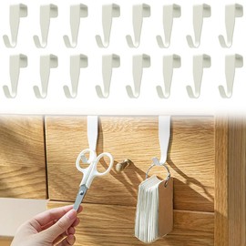 YZDZSW Door Hooks for Hanging, Pack of 16 Hooks for Hanging, Stainless Steel Coat Hooks, Outdoor Door Hooks for Cupboard Door and Room Door (White)