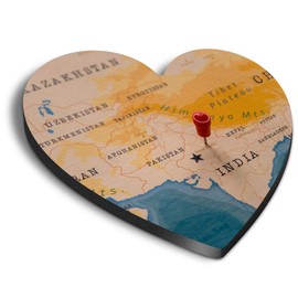 1 x Heart MDF Magnets - New Delhi India World Map Indian 21937