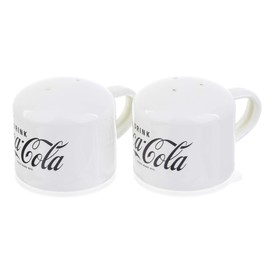 TableCraft's Coca-Cola Enamel Salt & Pepper Shakers 3.25 x 2.5 x 2.25'', White (400800)