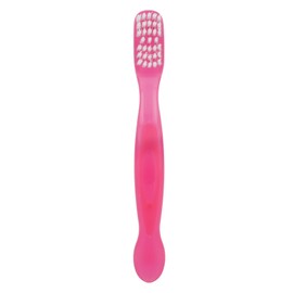 Denture Brush, Cleaning Brush for False Teeth, Plaque Dirt Removal, Denture Brush, for Elderly, Travel Cleaning, Denture Holder - Double-Sided Bristle Head (Pink)