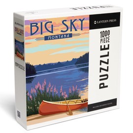 Lantern Press 1000 Piece Jigsaw Puzzle, Big Sky, Montana, Canoe and Lake