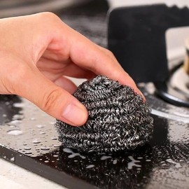 12 Stainless Steel Scourers, Steel Wool scrubbers Scouring Kitchen for Cleaning Non-Stick Metal Sponge Pan