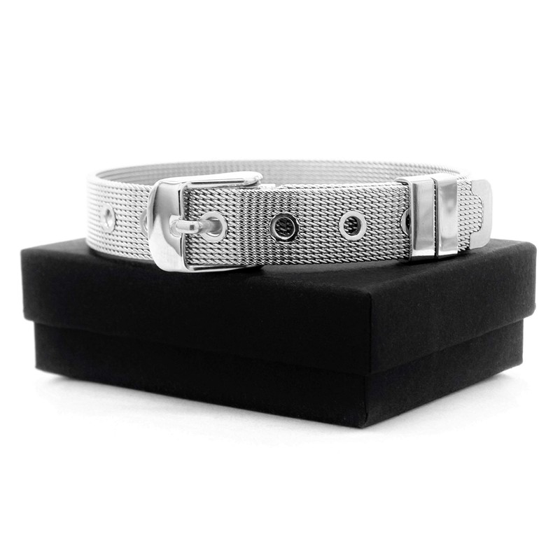 Genuine 925 sterling silver mesh adjustable belt buckle hallmarked bracelet