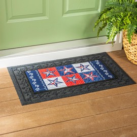 Evergreen Red, White, and Blue Stars Patriotic Sassafras Switch Mat Inserts, Interchangeable Front Door Mat Outdoor Entrance, Indoor Door Mats for Entryway, 22" x 10" Sassafras Doormat for 4th of July