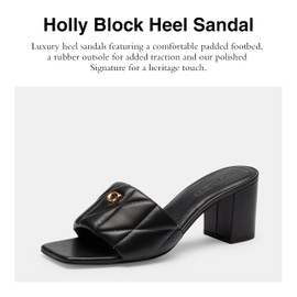 Coach Women's Holly Block Heel Sandal Platform, Charcoal/Black, 8